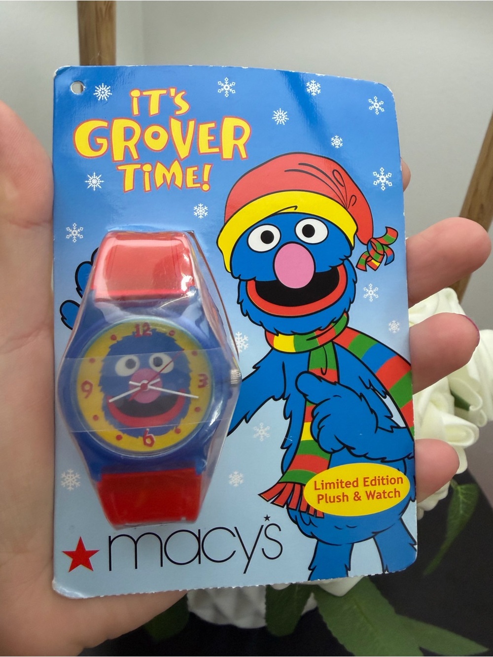 Macy's Blue Grover Plush & Watch with Multicolor Scarf